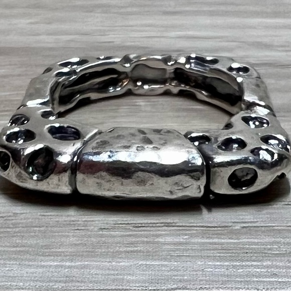 Designer DIAN MALOUF 14K White Gold/Sterling Silver Stacking Ring, Size 7 - Picture 2 of 8